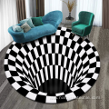 American black white grid 3D stereo vision carpet